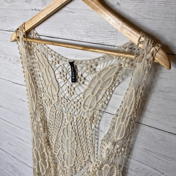 Fulltilt Cardigan Kimono Size Small Bohemian Longline Floral Embroidery Mesh - Picture 5 of 15